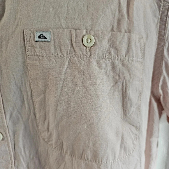 Quiksilver Medium Pink Button Down Shirt Preppy Coastal Minimalist Y2K Style - Picture 3 of 7